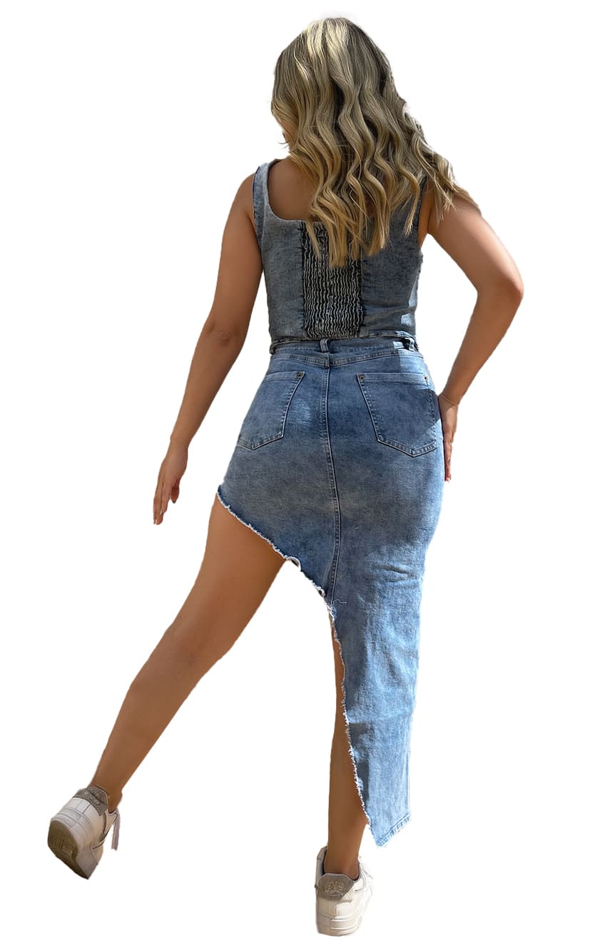 Falda Denim Asimétrica