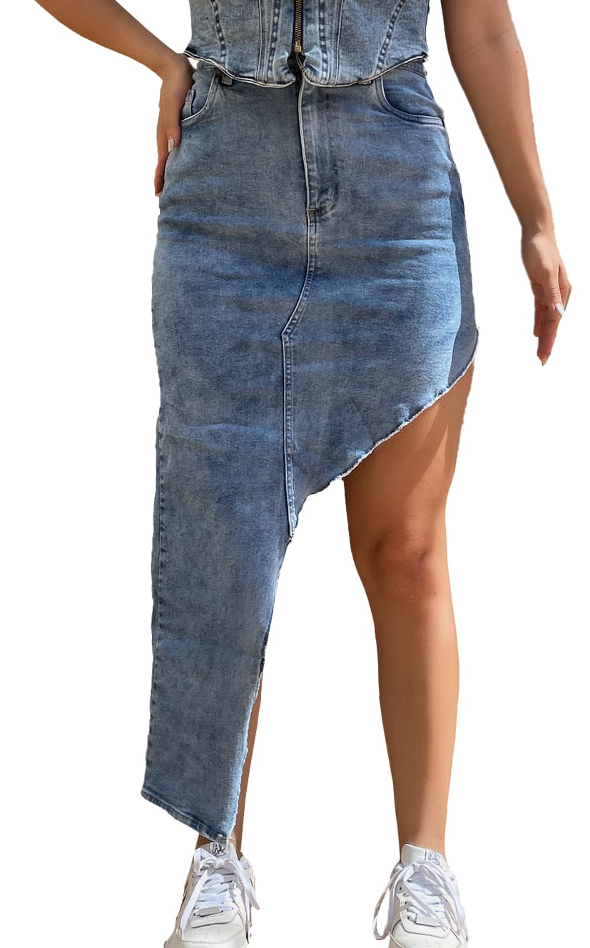 Falda Denim Asimétrica